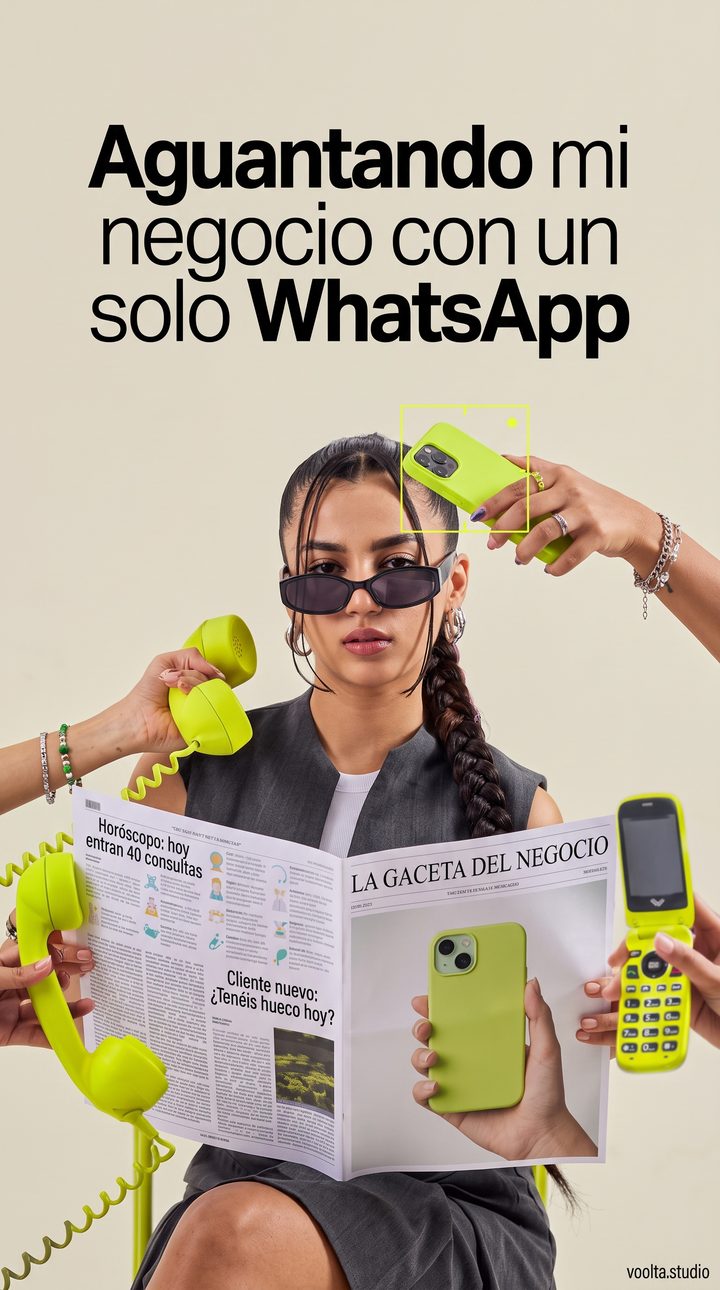 Anuncio de VOOLTA: «Aguantando mi negocio con un solo WhatsApp»